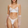 Conjunto de Lencería de Malla Blanca Transparente