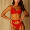 Conjunto de Lencería de Corazones Rojos