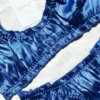 Conjunto de Lencería de Seda Azul Marino con Volantes