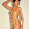 Conjunto de lencería amarillo floral translúcido