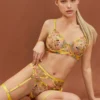 Conjunto de lencería amarillo floral translúcido