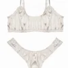 Conjunto de Ropa Interior y Bralette de Seda Blanca con Volantes