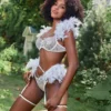 Conjunto de Lencería de Plumas Ethereal
