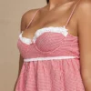 Babydoll Vestido de Gingham Rojo y Blanco,