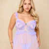 Lencería Babydoll de Color Lila para Tallas Grandes