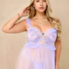 Lencería Babydoll de Color Lila para Tallas Grandes