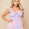 Lencería Babydoll de Color Lila para Tallas Grandes