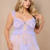 Lencería Babydoll de Color Lila para Tallas Grandes