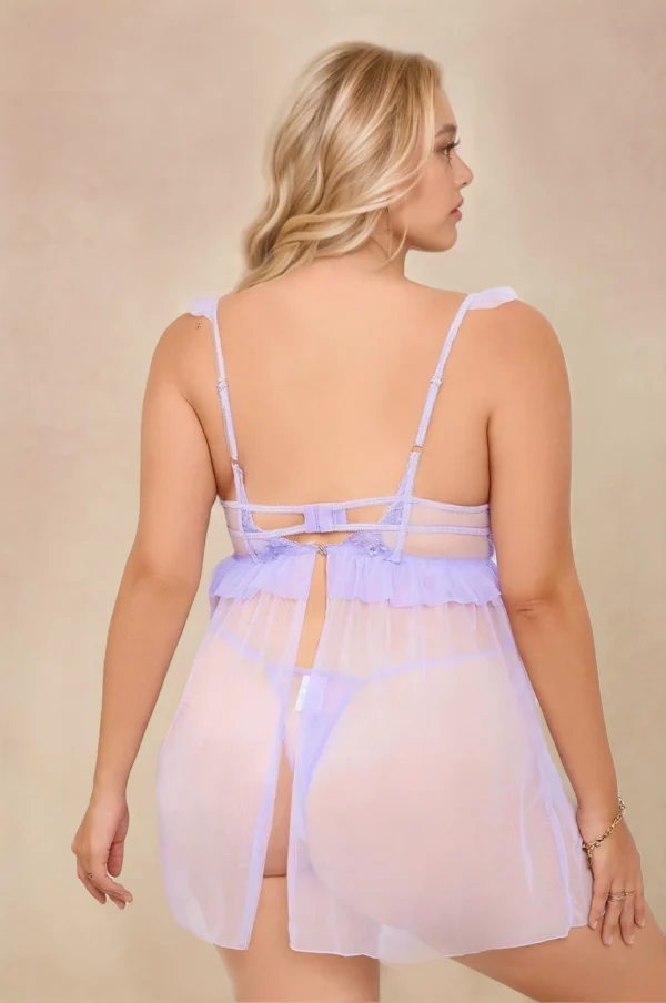 Lencería Babydoll de Color Lila para Tallas Grandes