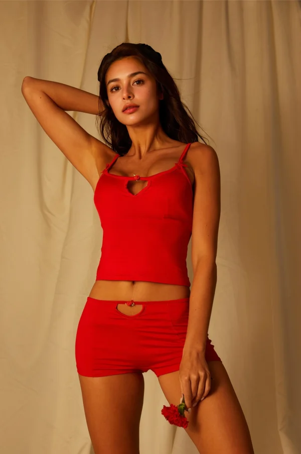 Conjunto de camisón y shorts mini inspirado en la moda Y2K