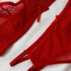 Conjunto de lencería roja transparente con moños