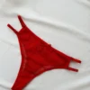 Conjunto de lencería roja transparente con moños