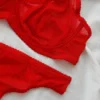 Conjunto de lencería transparente en color tomate