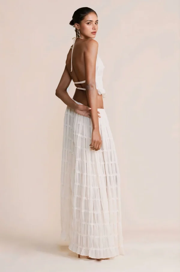 Conjunto de falda maxi y top blanco,