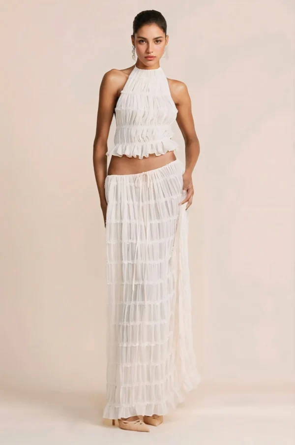 Conjunto de falda maxi y top blanco,