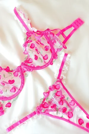 Conjunto de sujetador y calzoncillo de cerezas