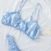 Conjunto de lencería de seda azul bebé