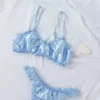 Conjunto de lencería de seda azul bebé