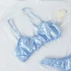 Conjunto de lencería de seda azul bebé