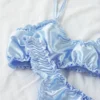 Conjunto de lencería de seda azul bebé