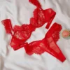 Conjunto de lencería de encaje rojo