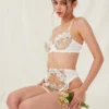 Conjunto de Lencería de Encaje Floral Blanco