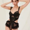 Bodysuit transparente con volantes