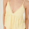 Conjunto de Camisón y Pantalones Cortos de Lencería Amarillo,
