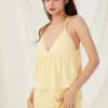 Conjunto de Camisón y Pantalones Cortos de Lencería Amarillo,